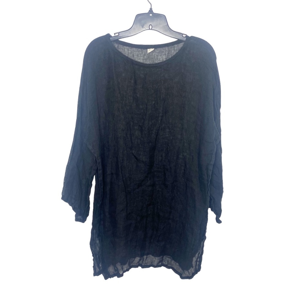 Linen bee black tunic top swim coverup EUC d